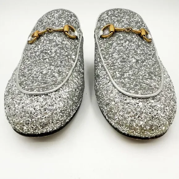 Gucci Horsebit Princetown Glitter Mules Loafers Flats EU 39 US 9 - Picture 3 of 13